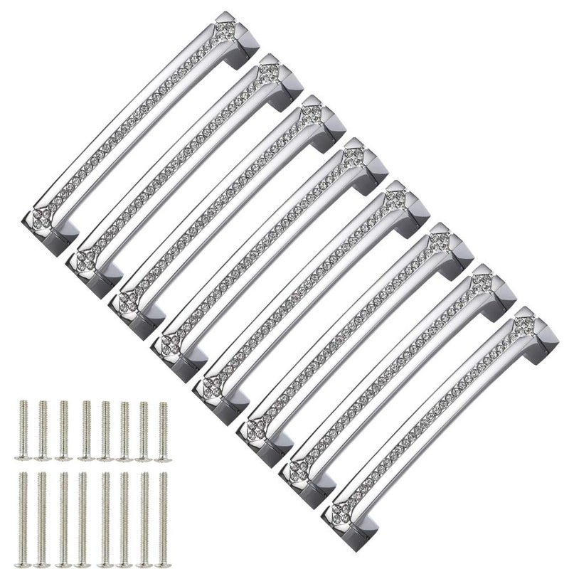TNOMS Cabinet Hardware Handles Pull Polished Chrome Door Kitchen Cupboard Drawer/Furniture Knobs with Screws,160mm Hole Center,8 Pack,FTHD160CH-P8 - Image 1